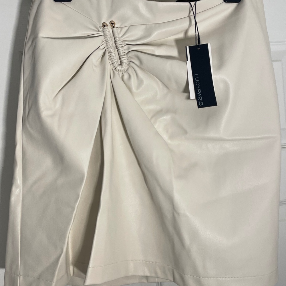 Faux Leather Ivory Skirt | Lucy Paris | Size XL | Brand New!